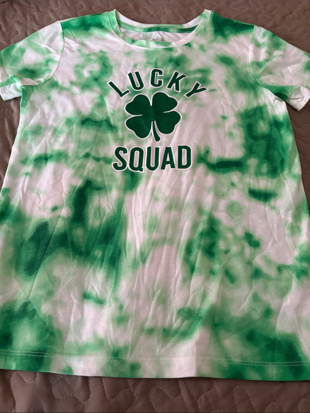 Girls Lucky Squad Green Tie-Dye Kids Tee size 14/16